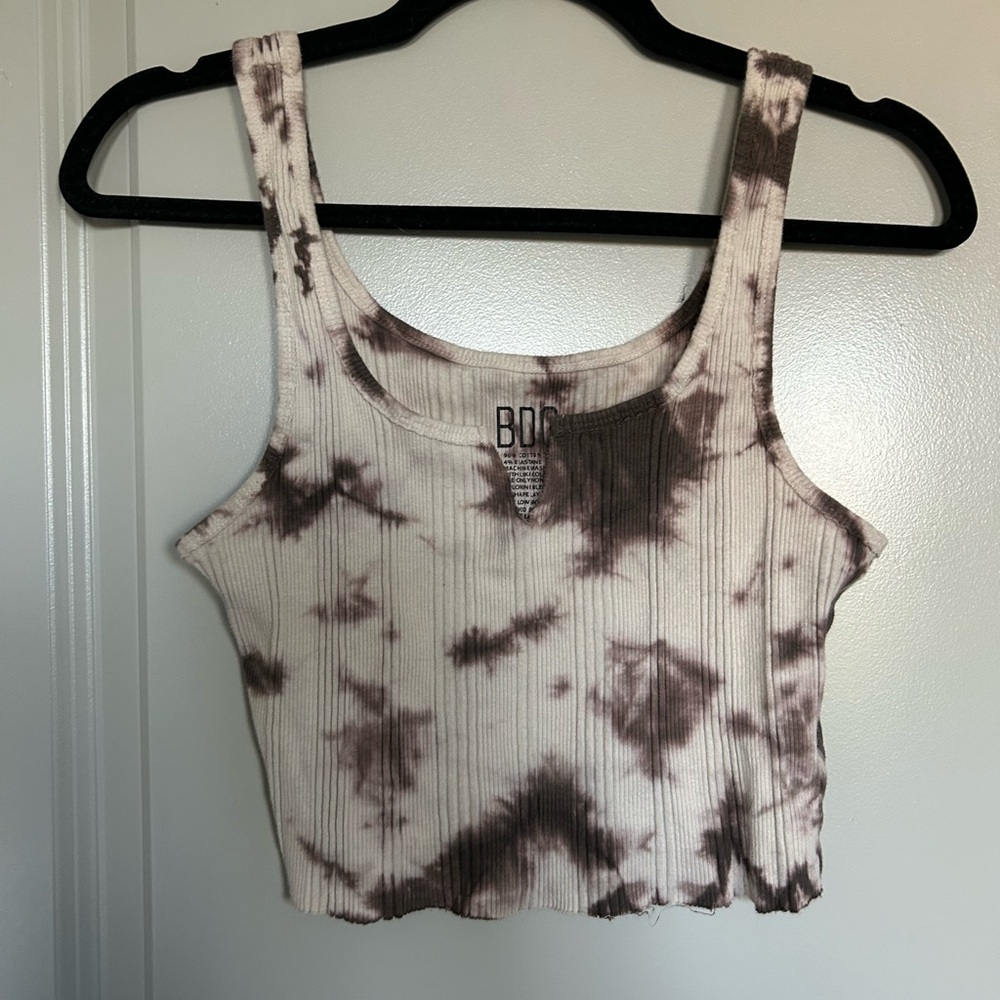 BDG Tie-Dye Ribbed Tank Top - Black and Cream - Picture 2 of 3